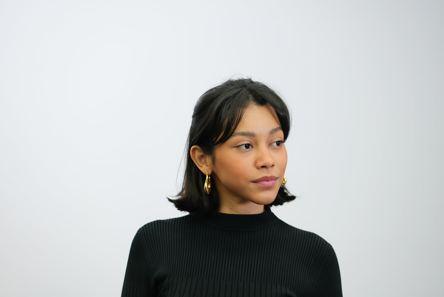 Gold Plated Hallow Casting Lightweight Hoop Earrings-30mm