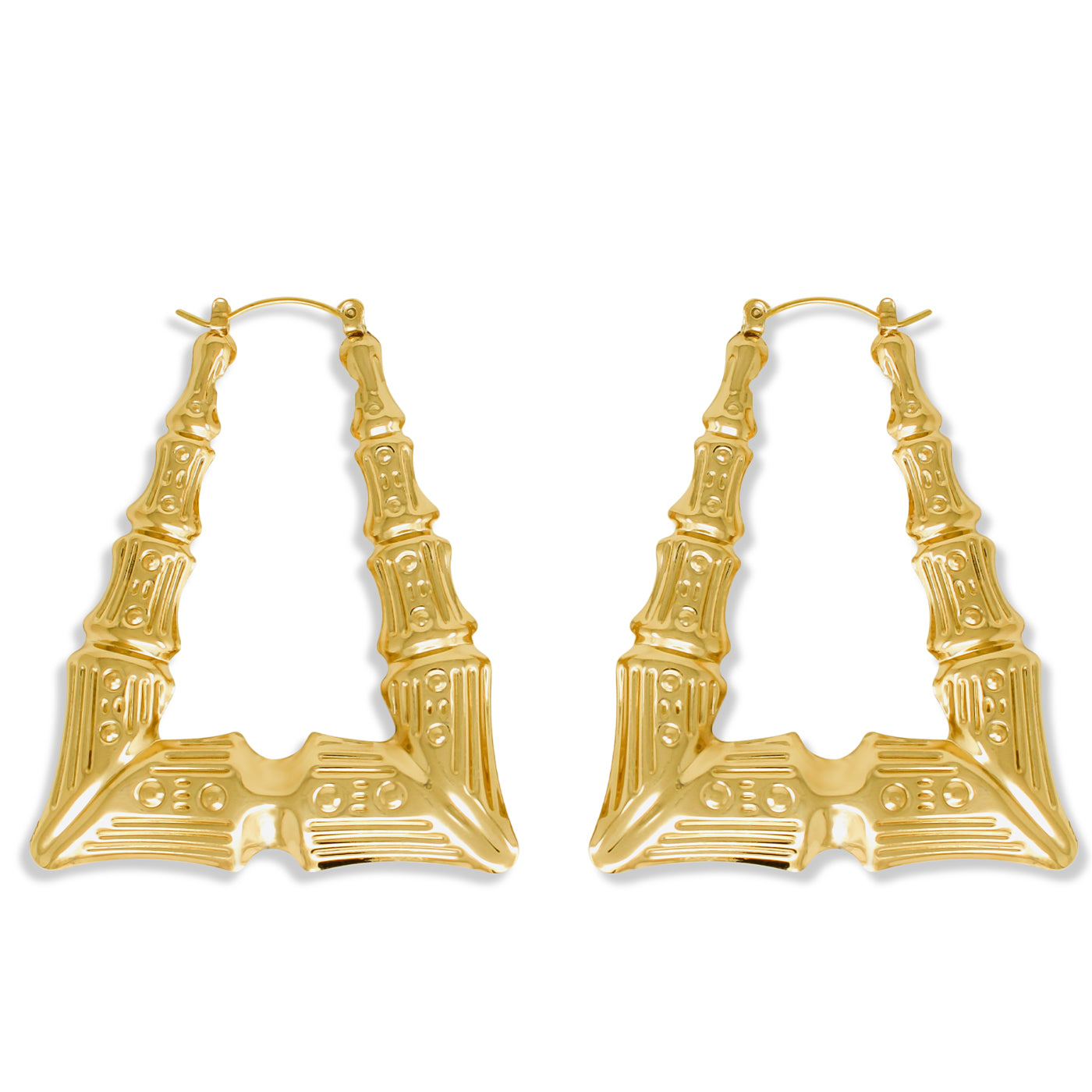 Gold plated bamboo earrings Clearance