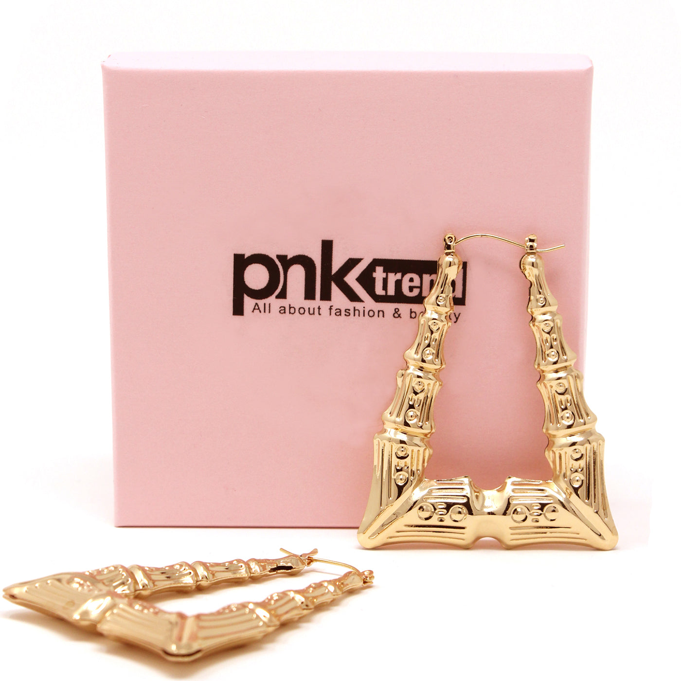 Triangle Bamboo Hoop Earrings