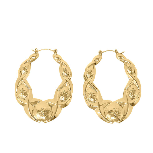 Oval Shaped Hugs Kisses Hollow Hoop Earrings
