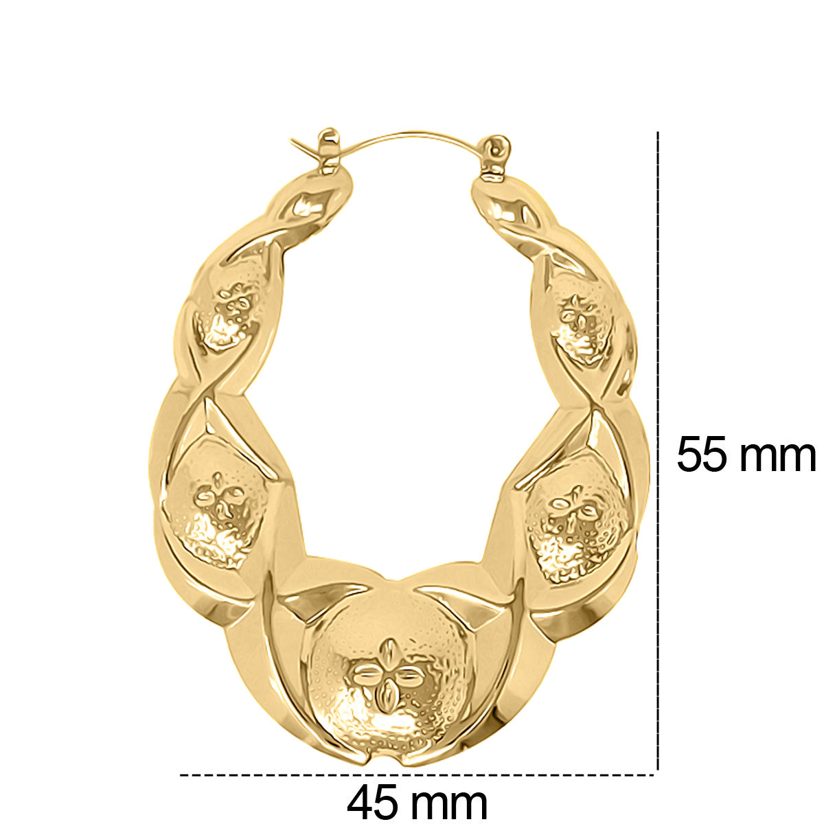 Oval Shaped Hugs Kisses Hollow Hoop Earrings