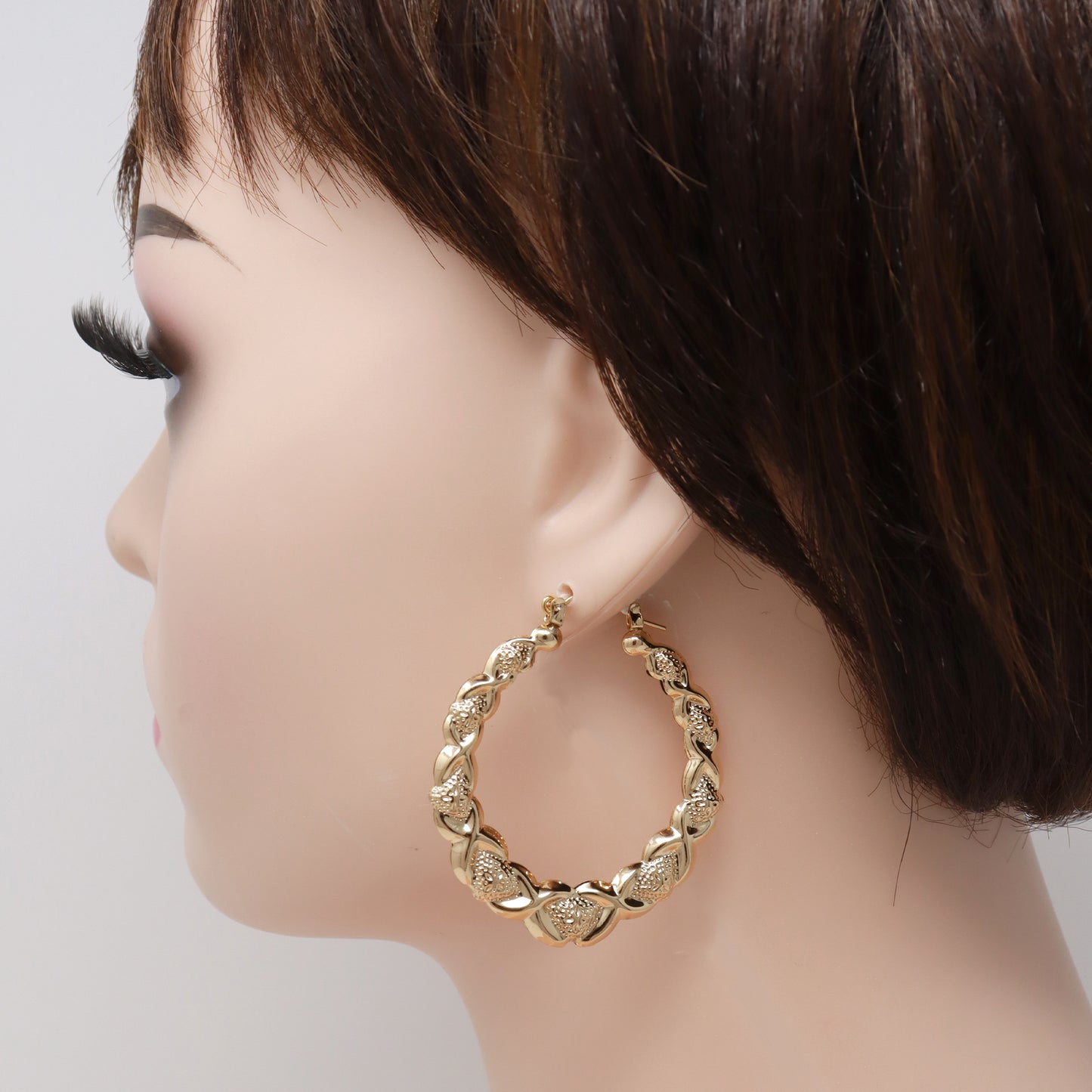 Gold Plated Hugs Kisses Lightweight Hollow Hoop Earrings