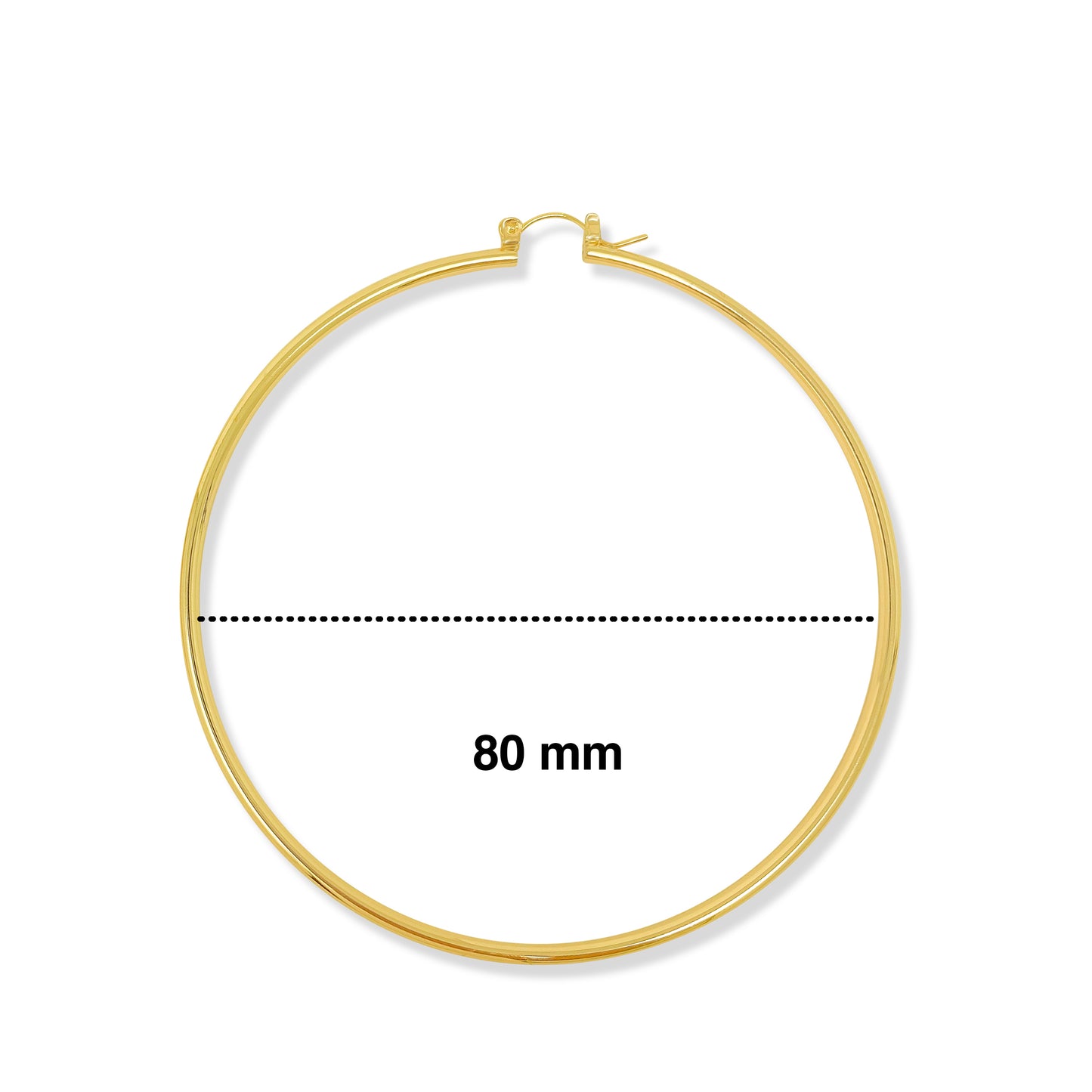 Gold Plated Statement Light Weight Hollow Rounded Hoop Domestic Earrings-3 “