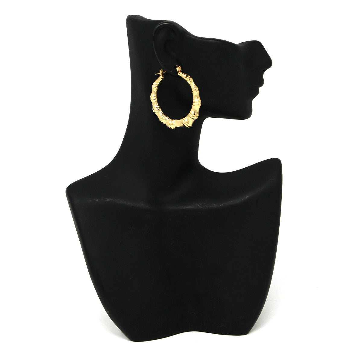 Gold Plated Bamboo Hoop Earrings-30mm