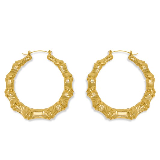 Gold Plated Bamboo Hoop Earrings