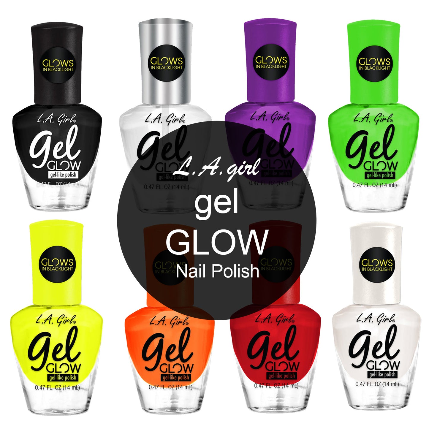 L.A.girl Gel Glow Nail Polish 0.47 oz- 8 Colors