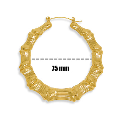 Gold Plated Bamboo Hoop Earrings