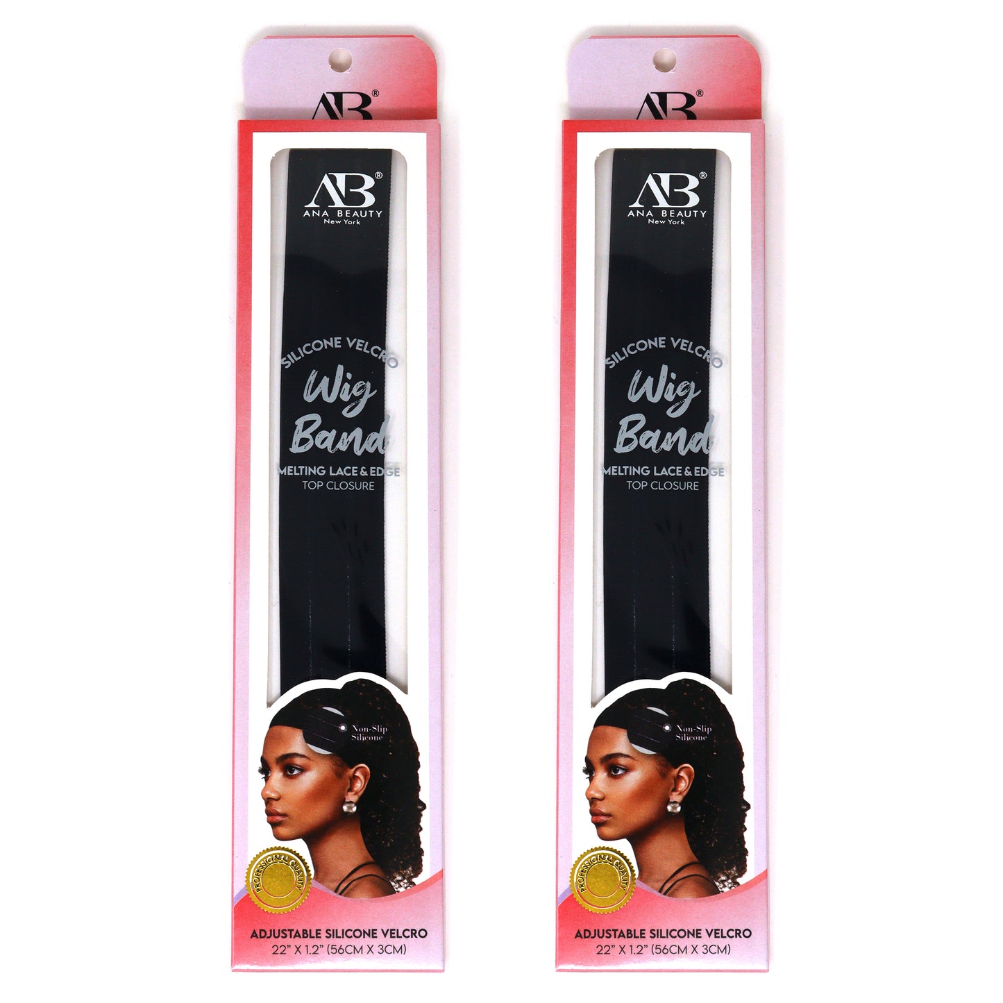 Ana Beuty Silicone Non-Slip Elastic Wig Band with Velcro Closures-2pcs