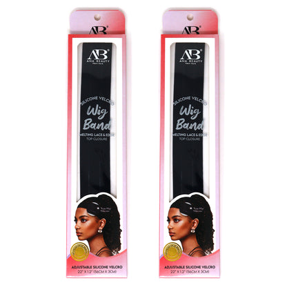 Ana Beuty Silicone Non-Slip Elastic Wig Band with Velcro Closures-2pcs