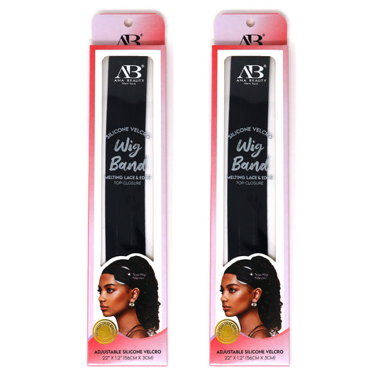 Ana Beuty Silicone Non-Slip Elastic Wig Band with Velcro Closures-2pcs