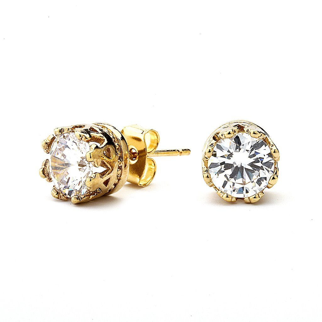 Premium CZ Crown Setting Stud Earrings