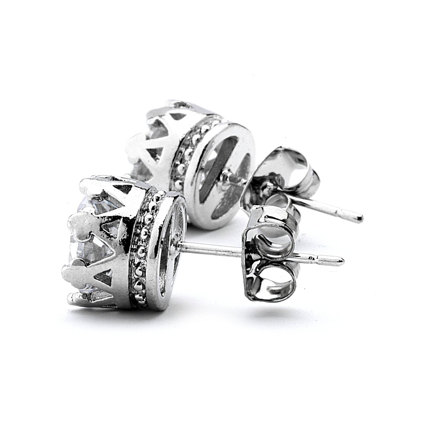 Premium CZ Crown Setting Stud Earrings