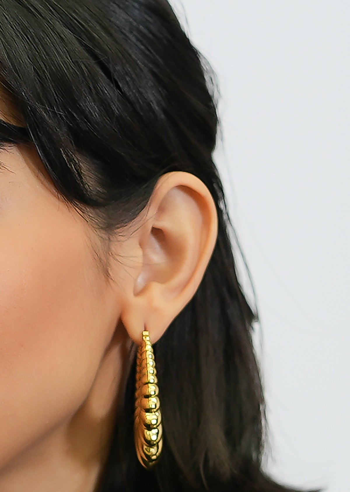 Gold Plated Scalloped Hoop Earrings-Made In USA