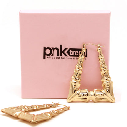 Triangle Bamboo Hoop Earrings