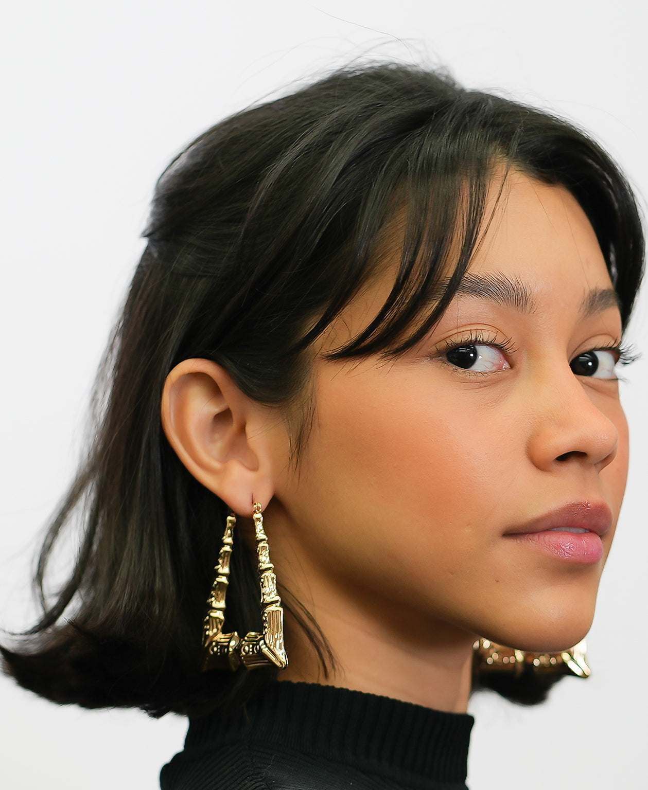 Triangle Bamboo Hoop Earrings