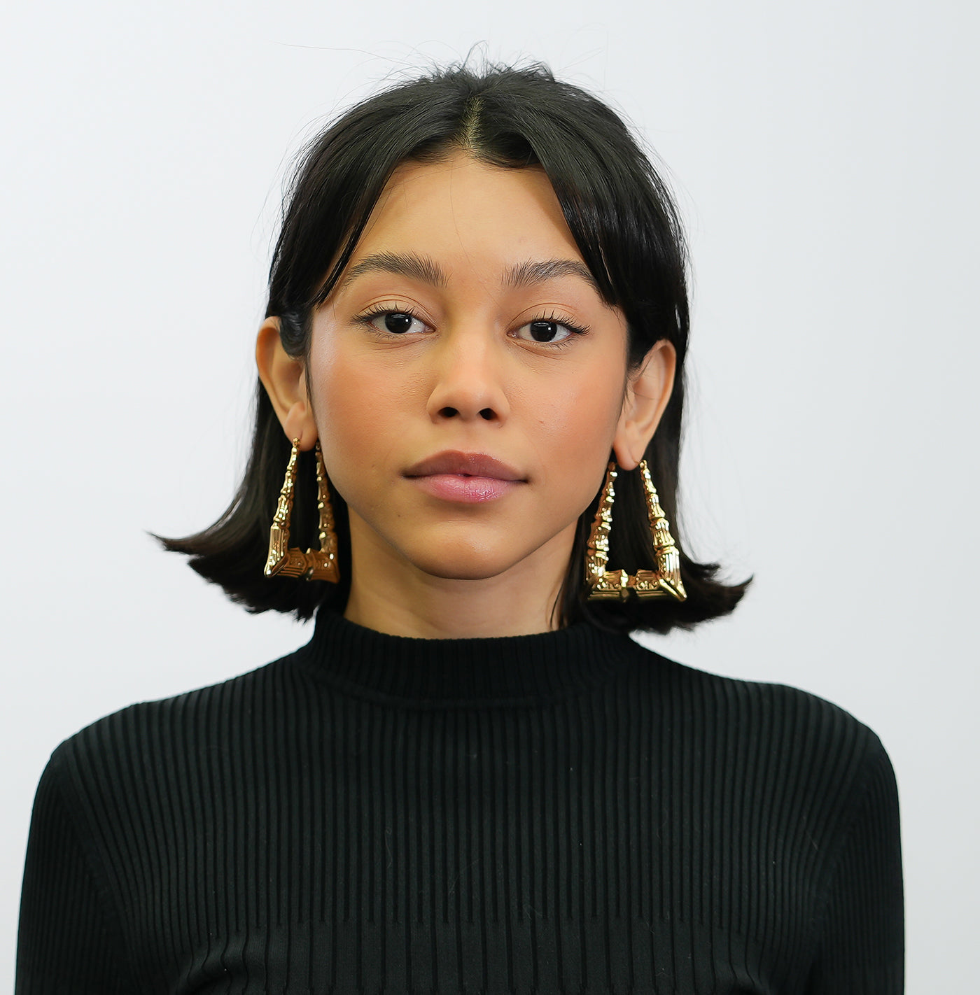 Triangle Bamboo Hoop Earrings