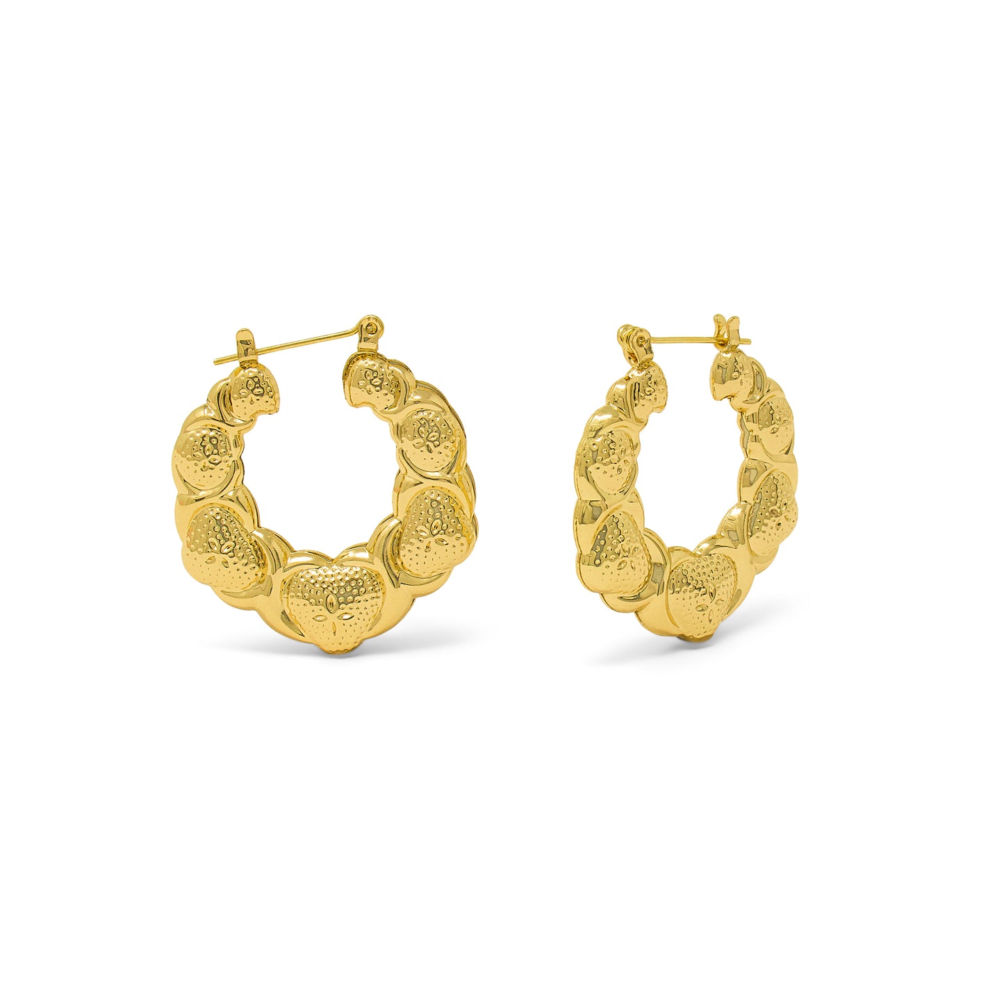 Gold Plated  Hugs Kisses Round Hollow Hoop Earrings- 30mm