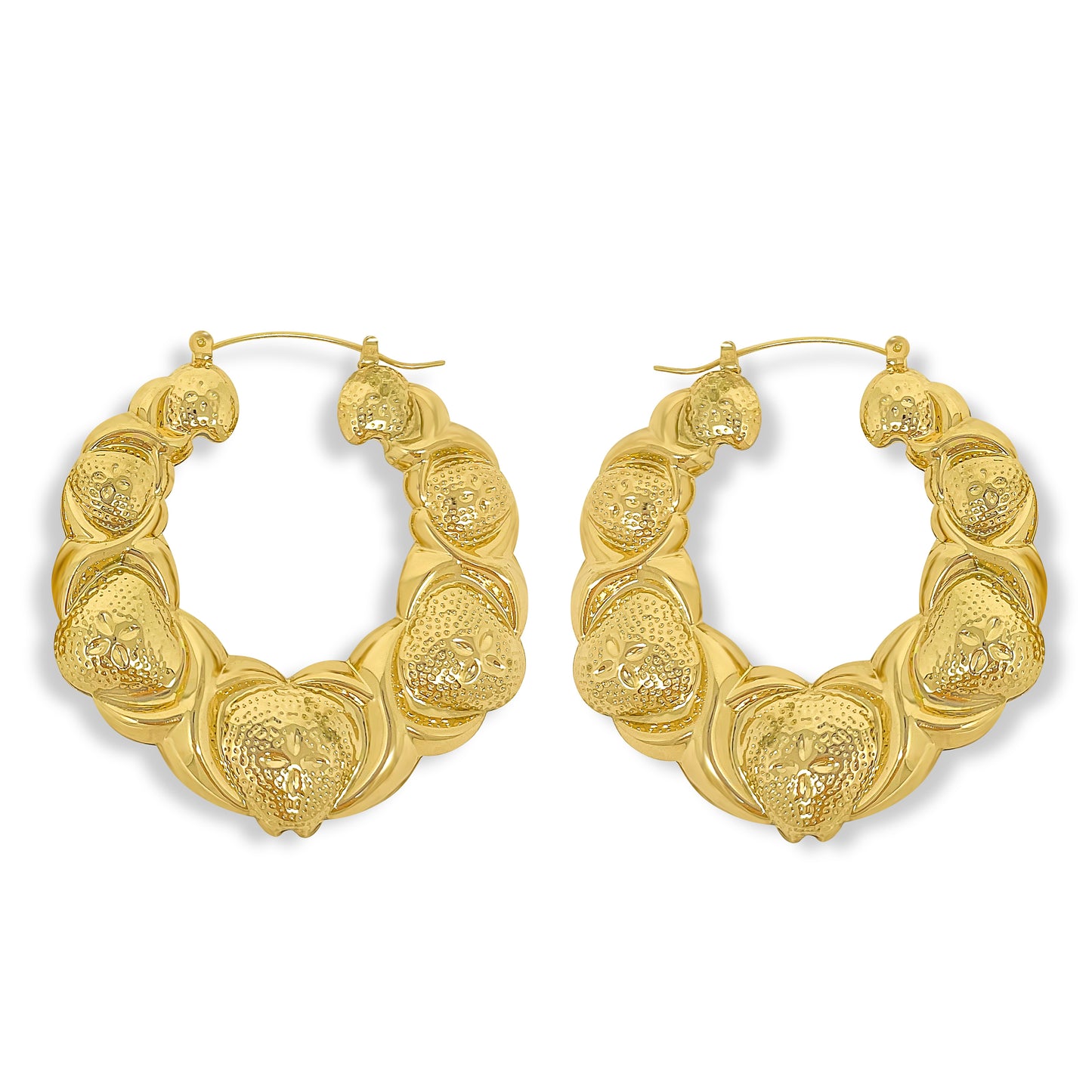 Gold Plated  Hugs Kisses Round Hollow Hoop Earrings- 60mm