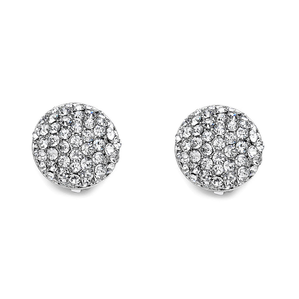 Crystal Round Clip On Earrings