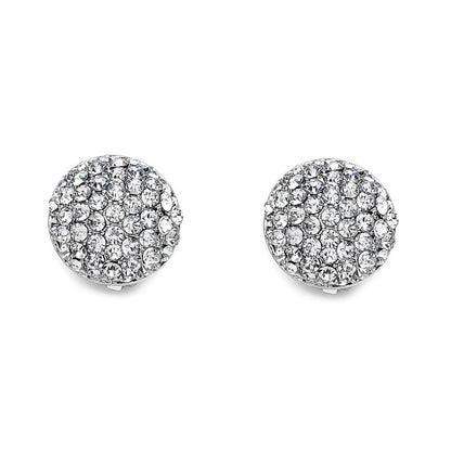 Crystal Round Clip On Earrings