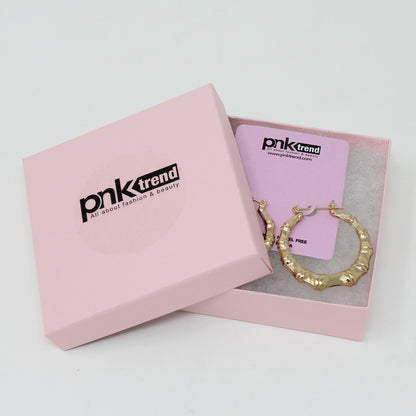 Gold Plated Bamboo Hoop Earrings-30mm