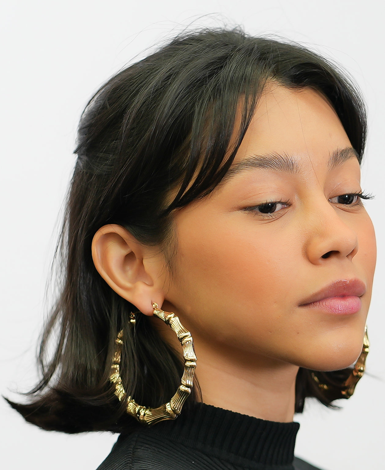 Gold Plated Bamboo Hoop Earrings