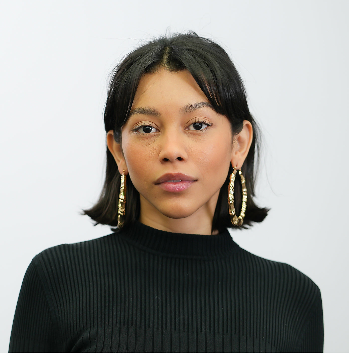 Gold Plated Bamboo Hoop Earrings