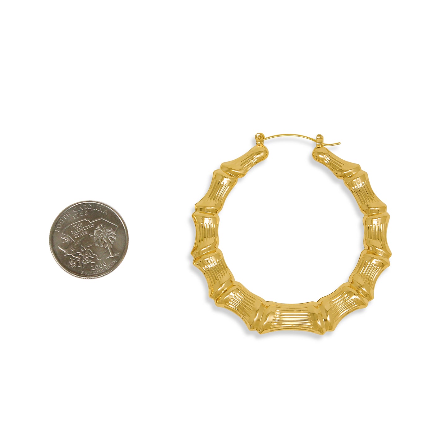 Gold Plated Bamboo Hoop Earrings