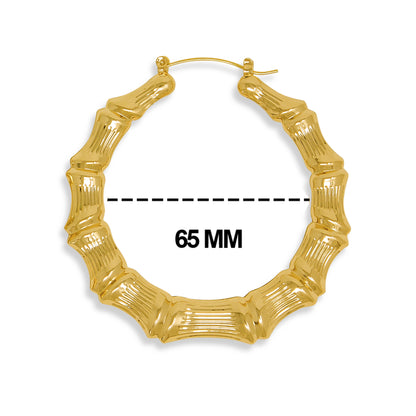 Gold Plated Bamboo Hoop Earrings