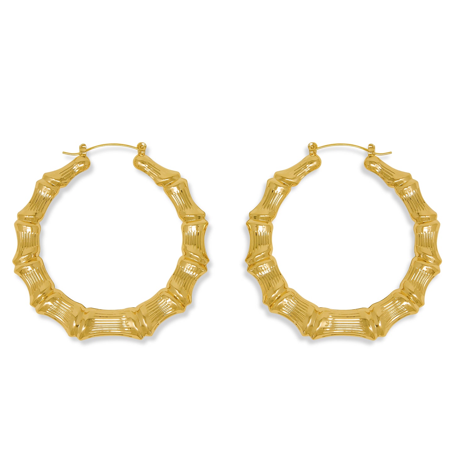 Gold Plated Bamboo Hoop Earrings