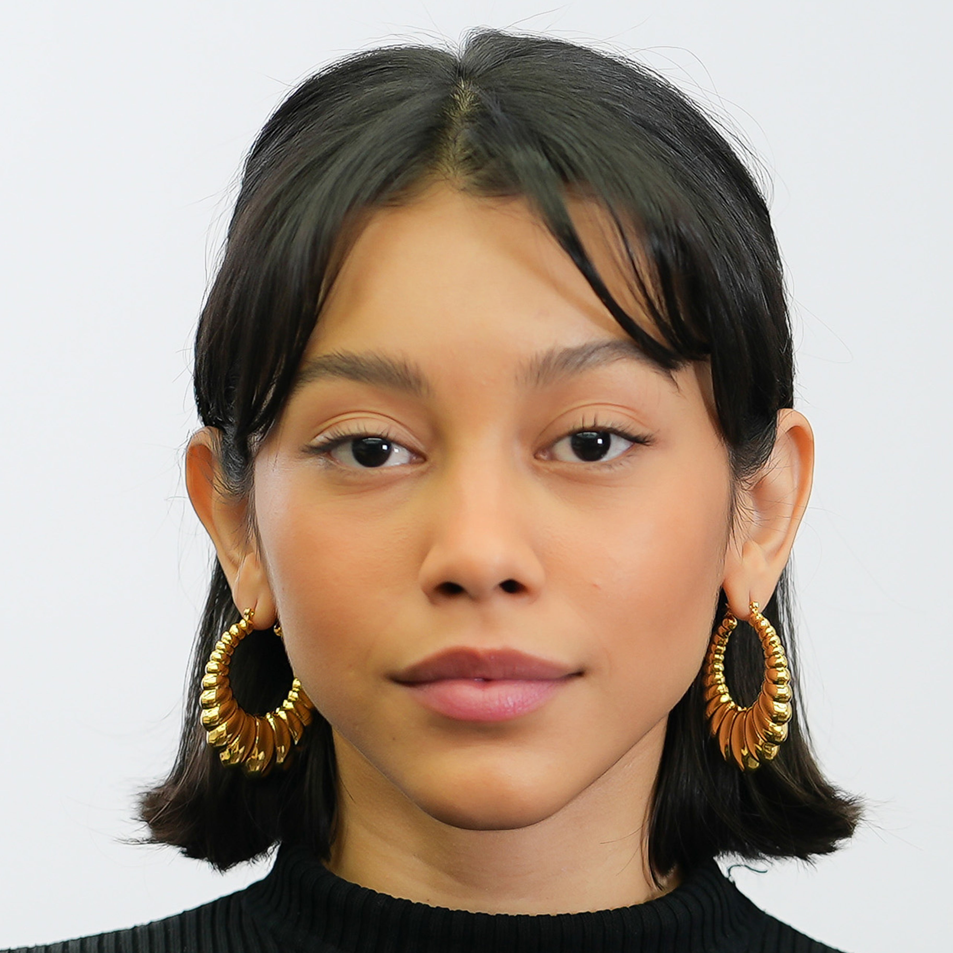 Gold Plated Scalloped Hoop Pin Catch Earrings Made In USA Pnk Trend