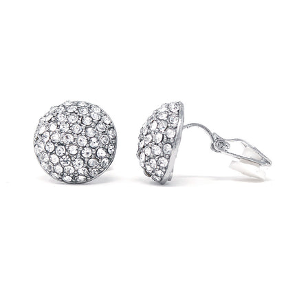Crystal Round Clip On Earrings