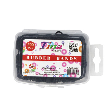 Tina Touch 500 pcs Black Elastic Rubber Bands Small One Size 1/2”